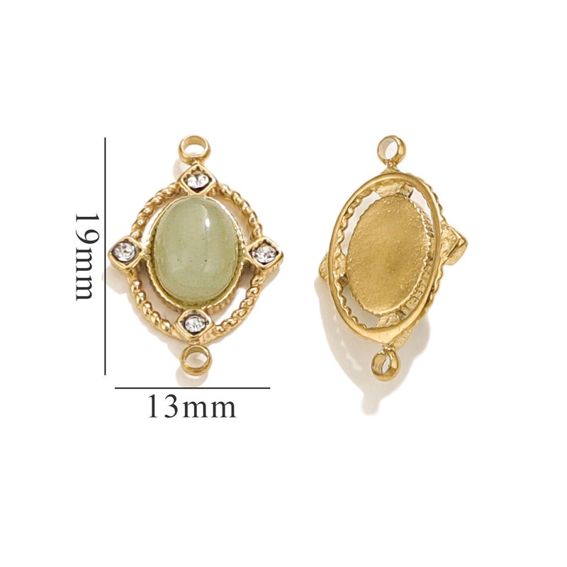 French Water Drop Natural Stone Titanium Steel Diy Pendant Women'S Geometric Double Hole Stainless Steel Jewelry Turquoise Earrings Pendant - Image 3